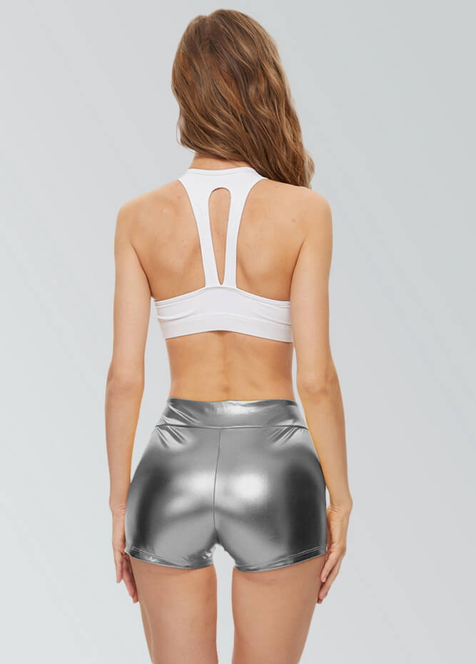 High waisted metallic shorts best sale