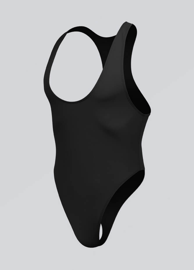 Mens Wide Neck Racerback Thong Sporty Bodysuit