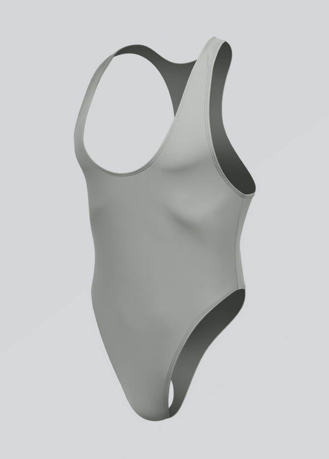 Mens Wide Neck Racerback Thong Sporty Bodysuit