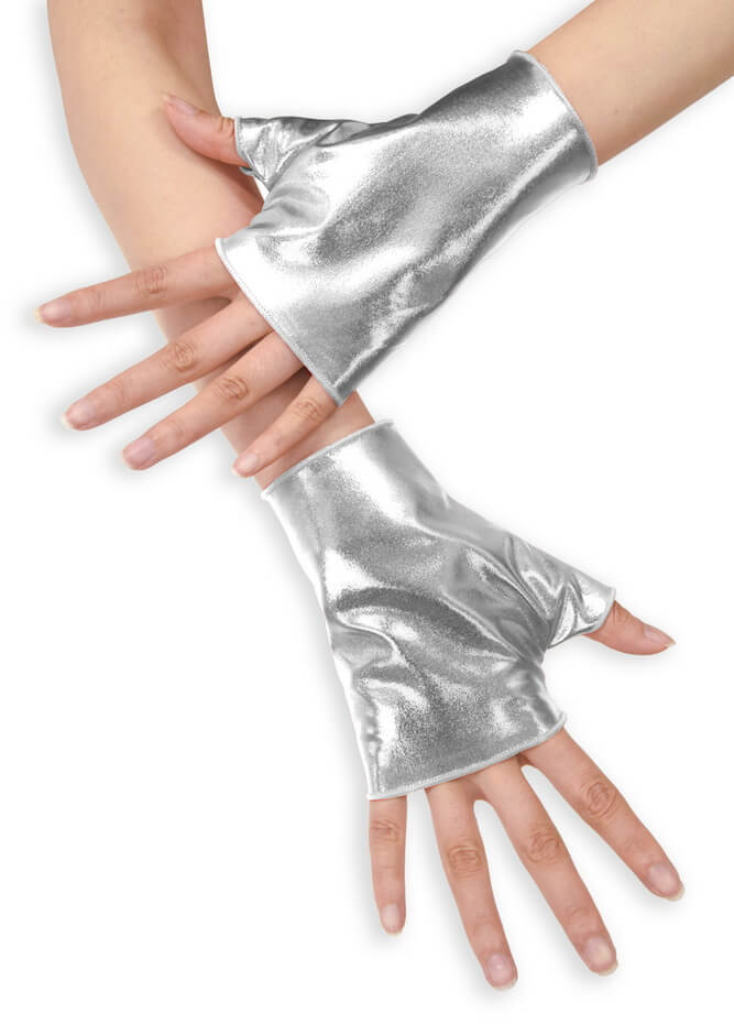 Shiny Metallic Fingerless Gloves