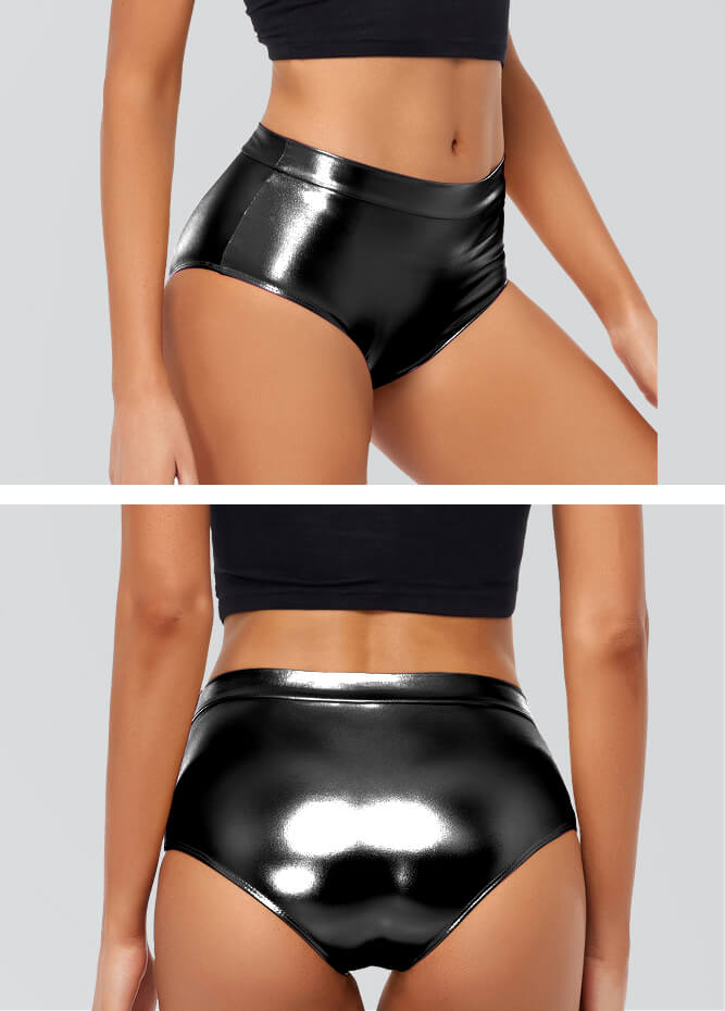 Womens Metallic Mid-Rise Booty Shorts