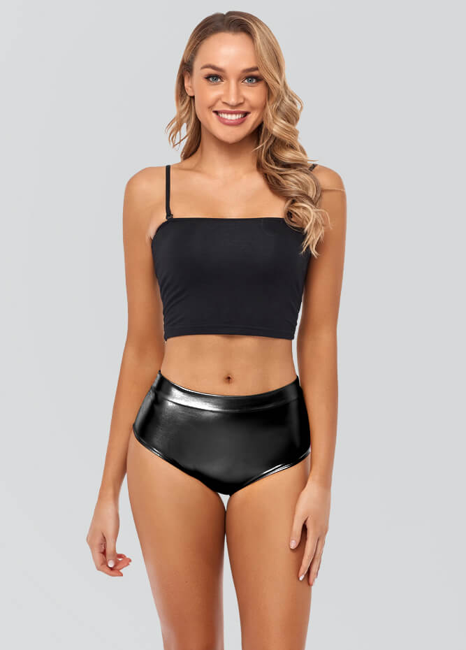 Womens Metallic Mid-Rise Booty Shorts