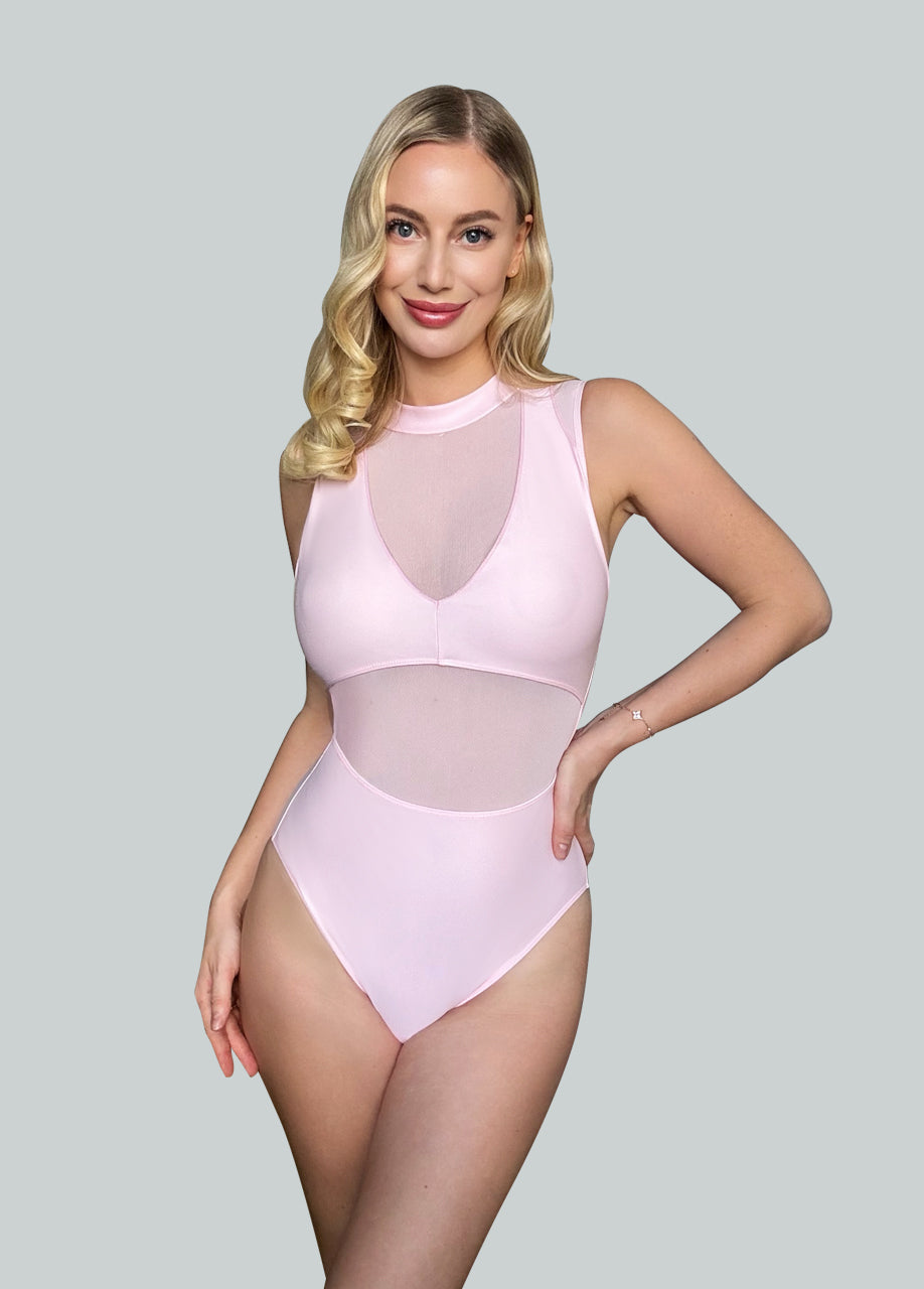 Womens Cut-Out Sheer Mesh Bodysuit