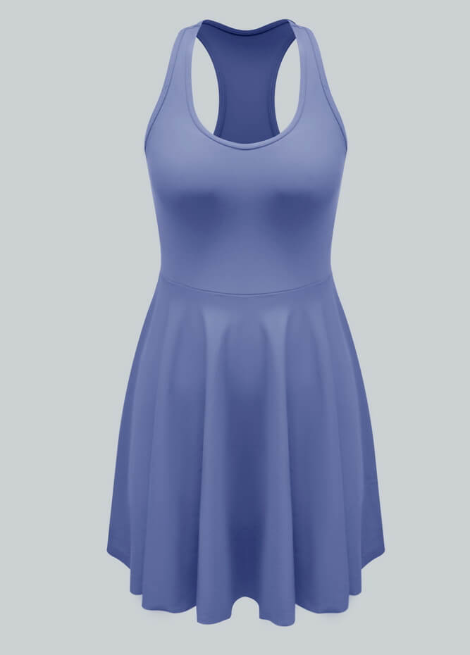 2-in-1 Racer Back Active Dress With Built-in Shorts And Pockets