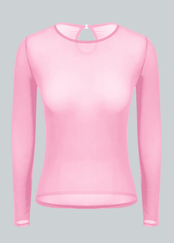 Womens Long Sleeve Sheer Mesh Top