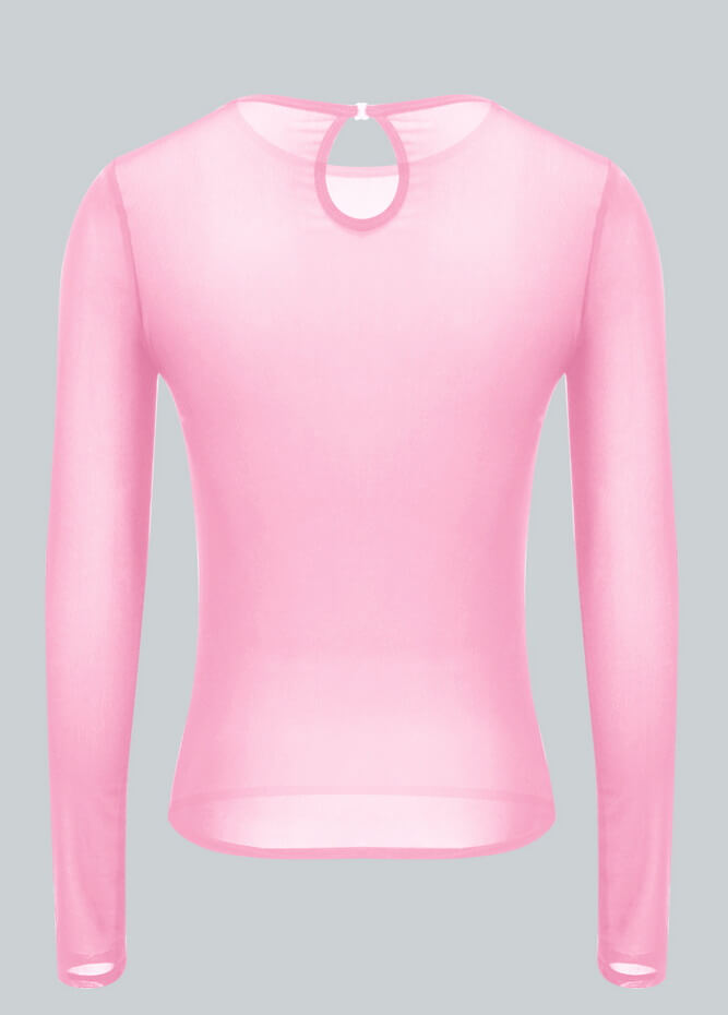 Womens Long Sleeve Sheer Mesh Top