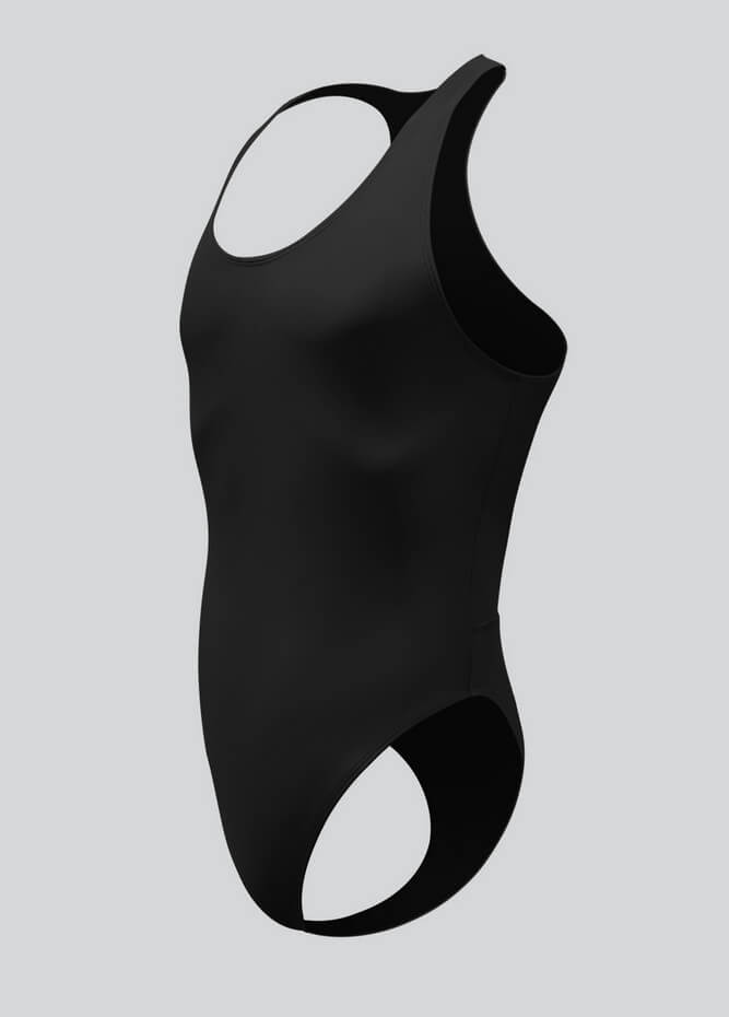 Mens Scoop Neck Bodysuit With Open Back