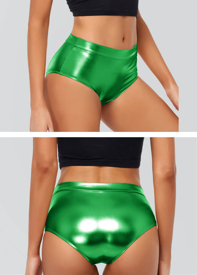 Womens Metallic Mid-Rise Booty Shorts