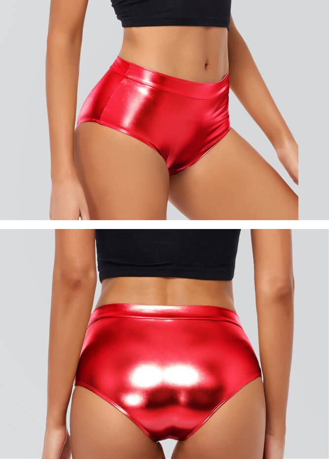 Womens Metallic Mid-Rise Booty Shorts