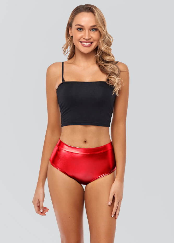 Womens Metallic Mid-Rise Booty Shorts