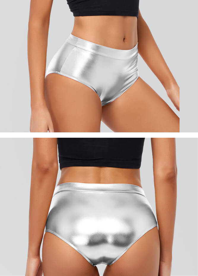 Womens Metallic Mid-Rise Booty Shorts