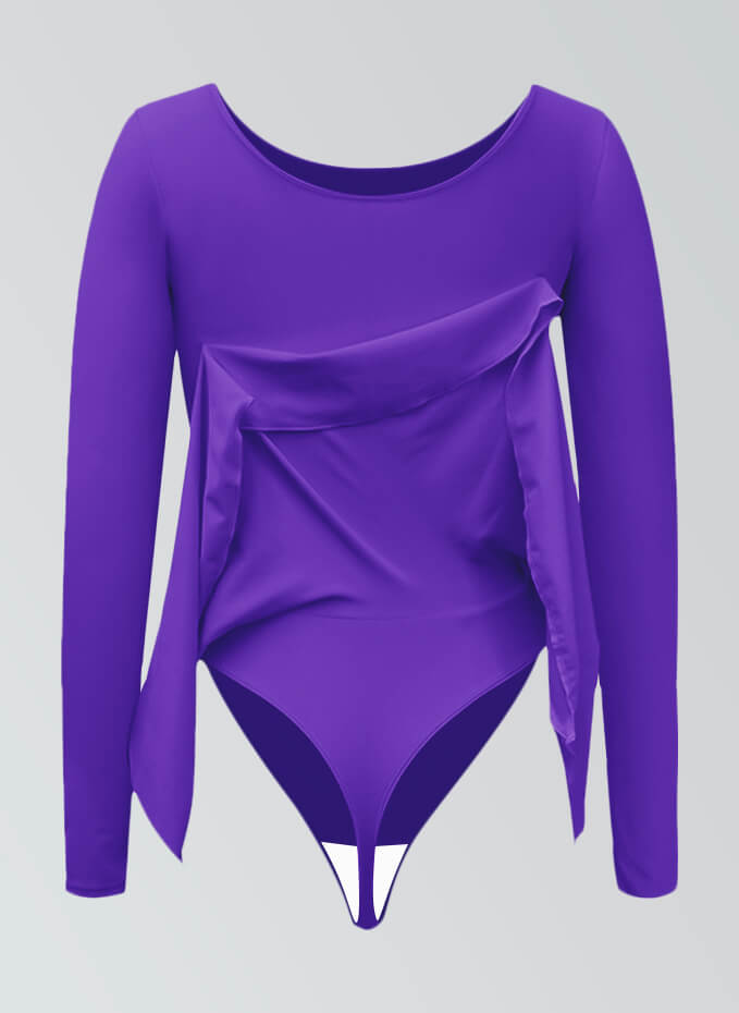 Thong Long Sleeve Leotard with Skirt