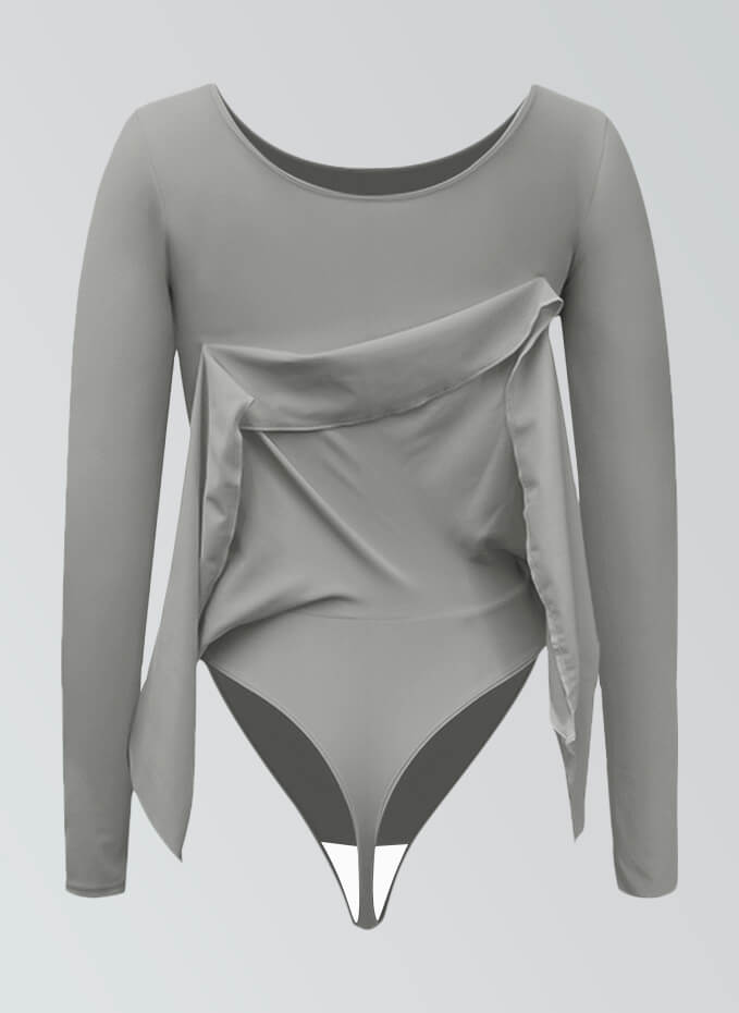 Thong Long Sleeve Leotard with Skirt