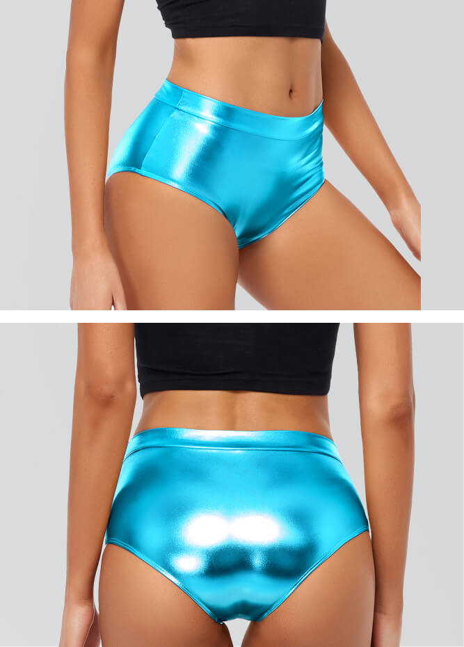 Womens Metallic Mid-Rise Booty Shorts