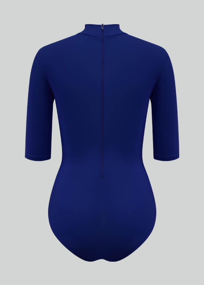 Womens Half-Sleeved Mock Neck Spandex Leotard