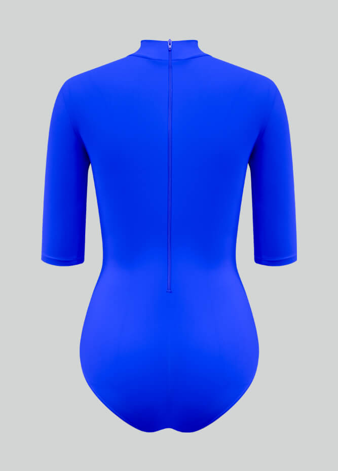 Womens Half-Sleeved Mock Neck Spandex Leotard