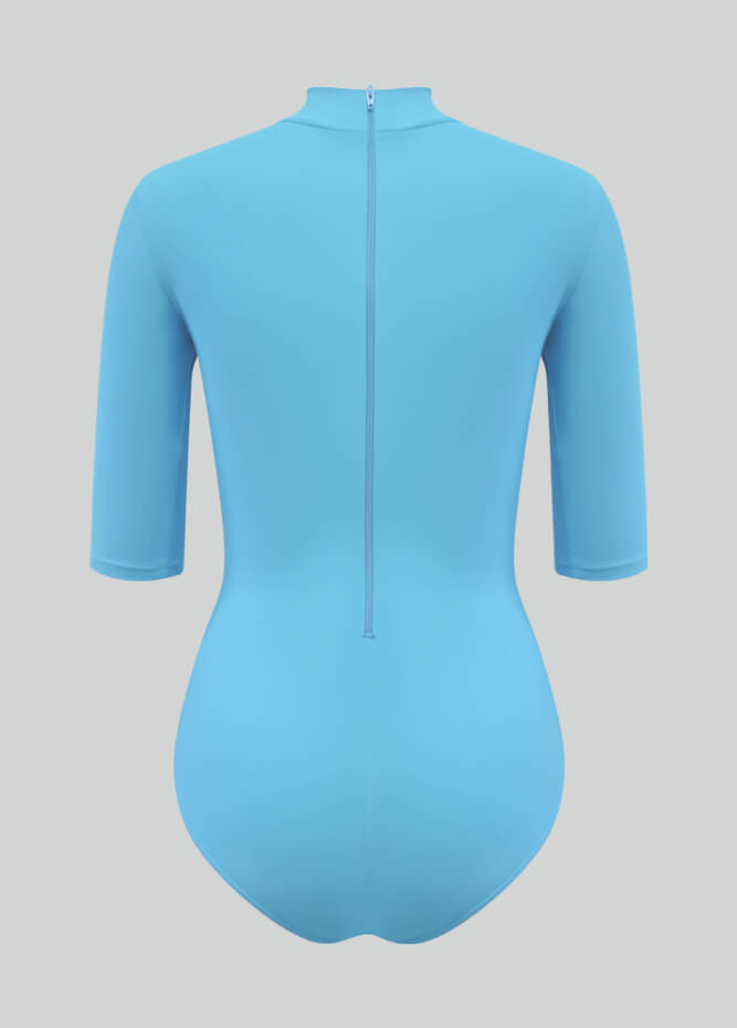 Womens Half-Sleeved Mock Neck Spandex Leotard