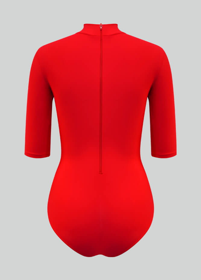 Womens Half-Sleeved Mock Neck Spandex Leotard