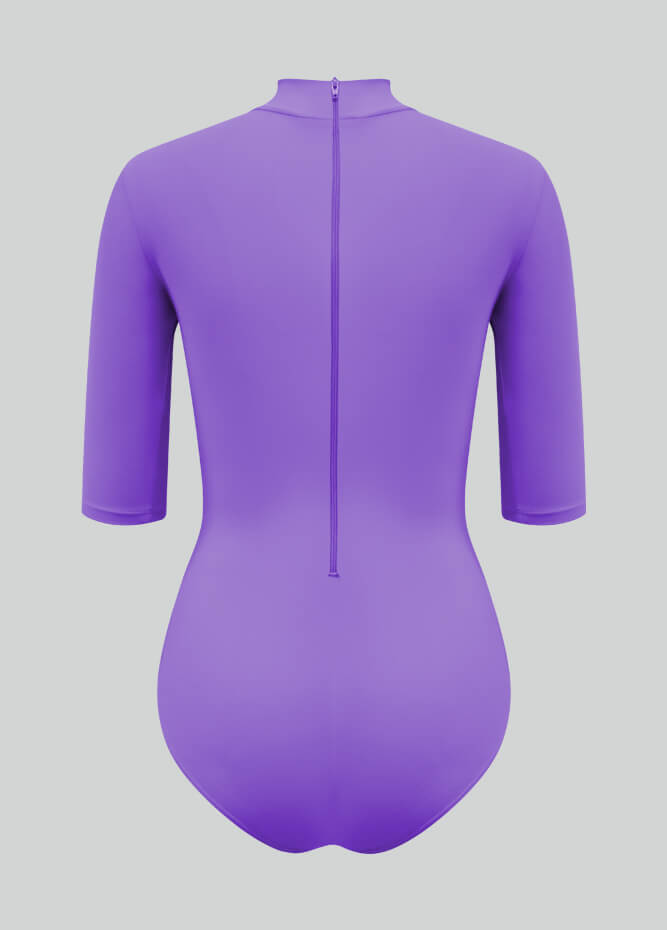 Womens Half-Sleeved Mock Neck Spandex Leotard