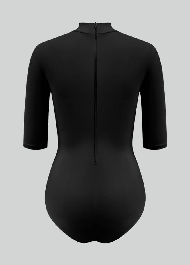 Womens Half-Sleeved Mock Neck Spandex Leotard