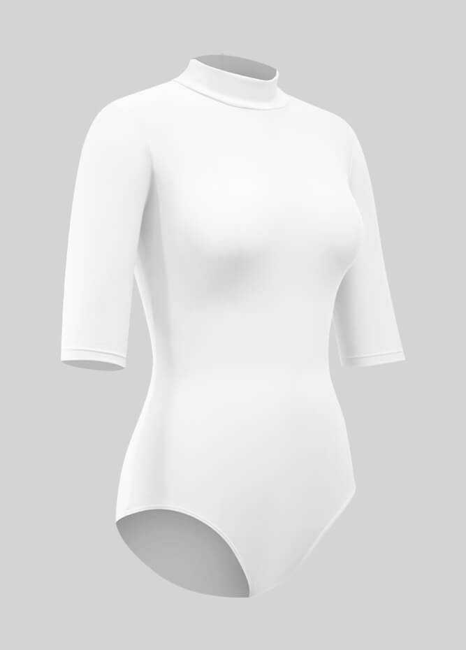 Womens Half-Sleeved Mock Neck Spandex Leotard