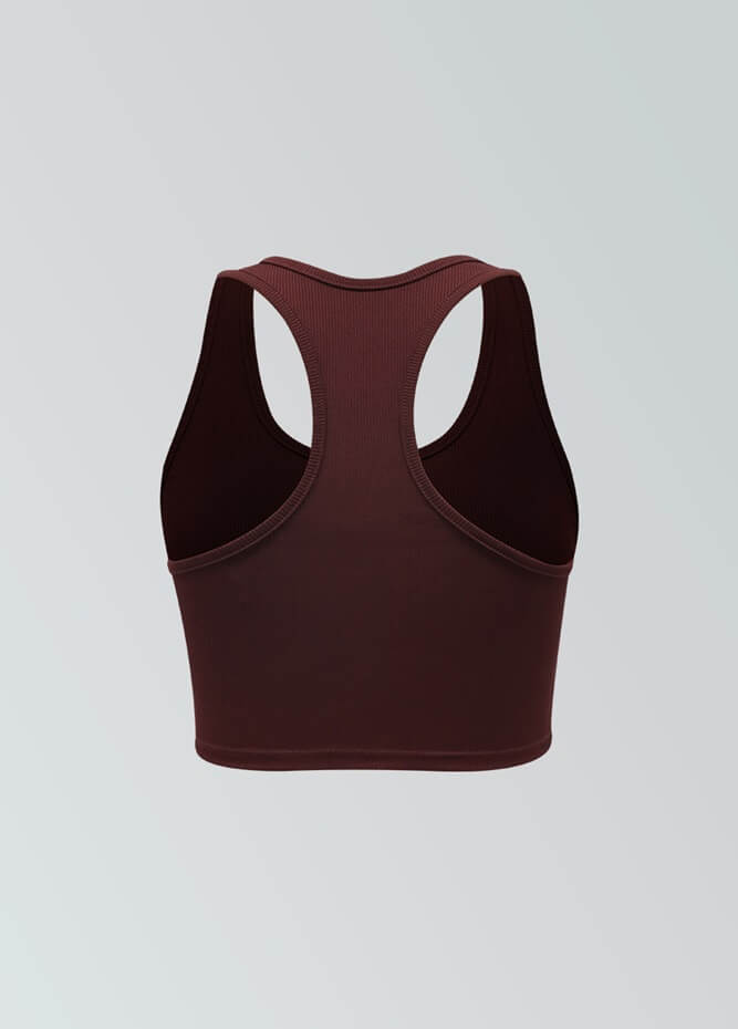 Womens Ribbed Racerback Fitness Cropped Tank Top