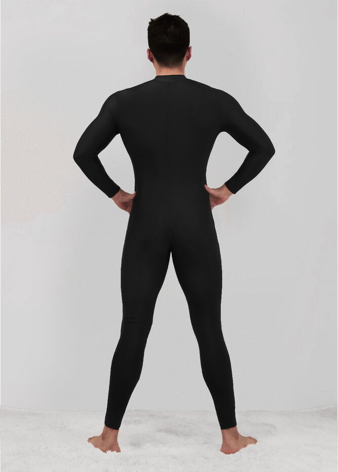 Mens Zip Front Spandex Long Sleeve Unitard