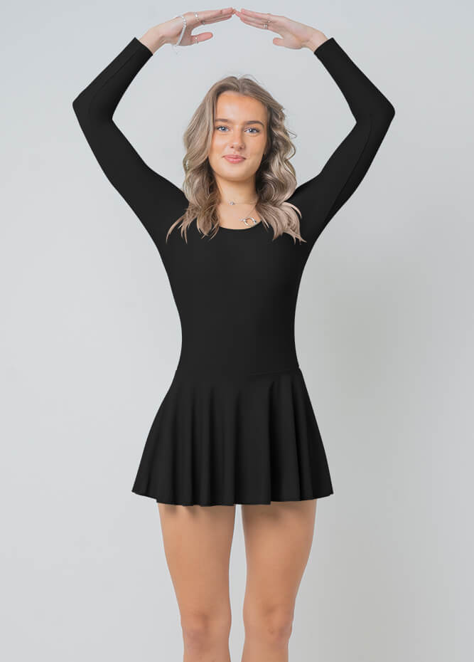 Womens Long Sleeve Skirted Leotard