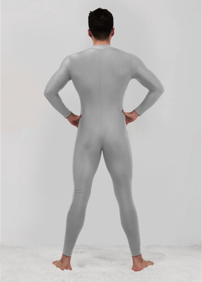 Mens Zip Front Spandex Long Sleeve Unitard