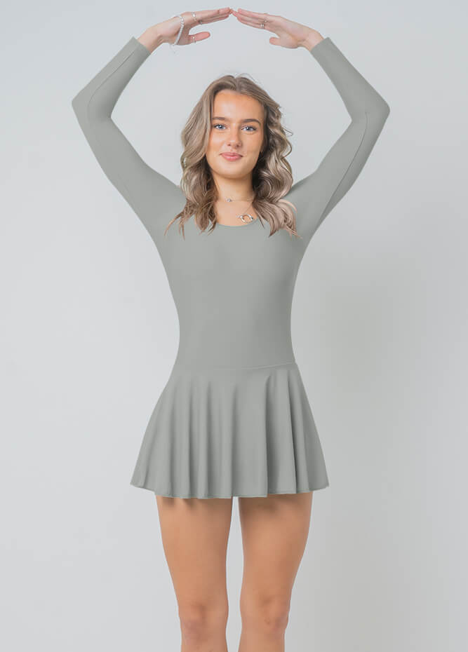 Womens Long Sleeve Skirted Leotard