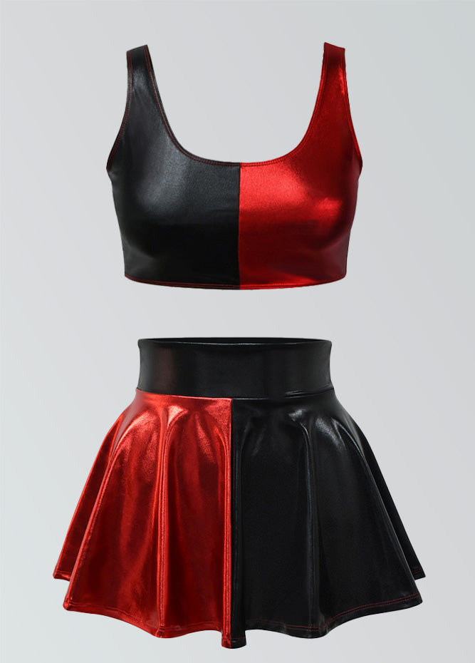 Harley Quinn Crop Tank & High Waist Mini Skirt Set