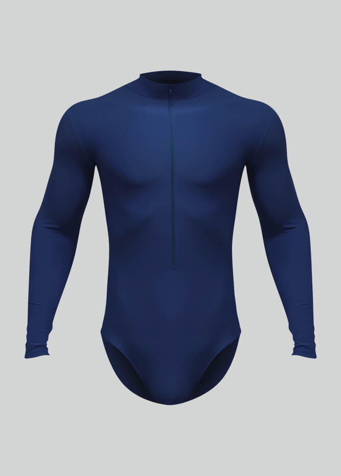 Mens Zip Front Long Sleeve Leotard