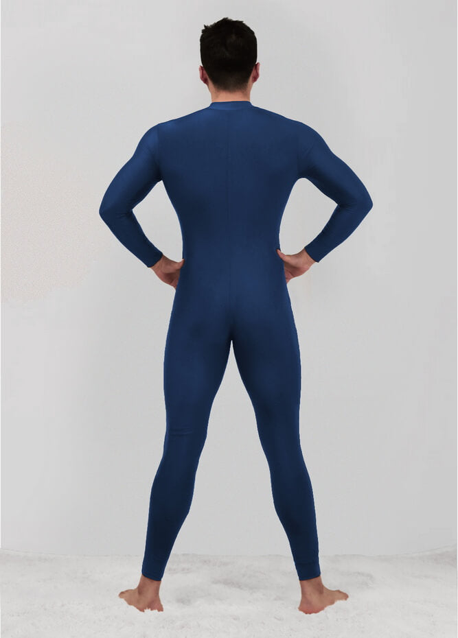 Mens Zip Front Spandex Long Sleeve Unitard