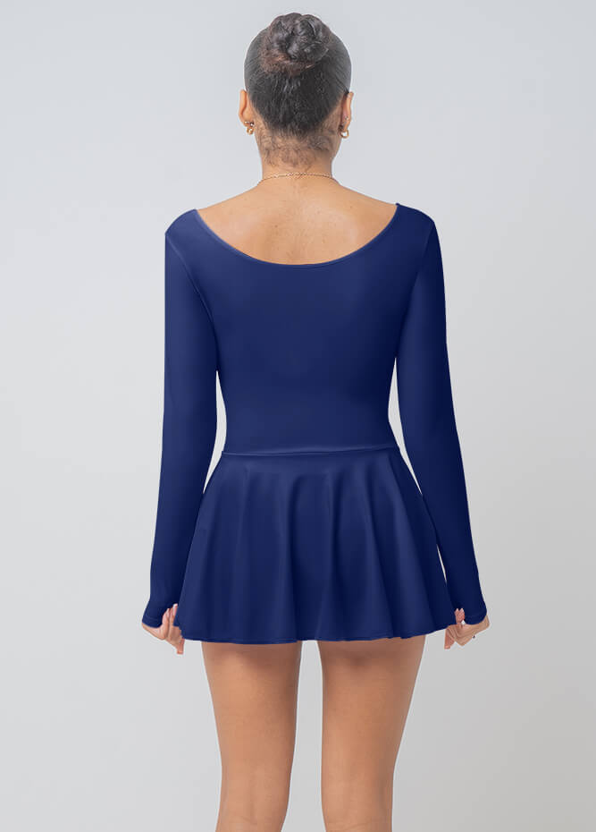 Womens Long Sleeve Skirted Leotard