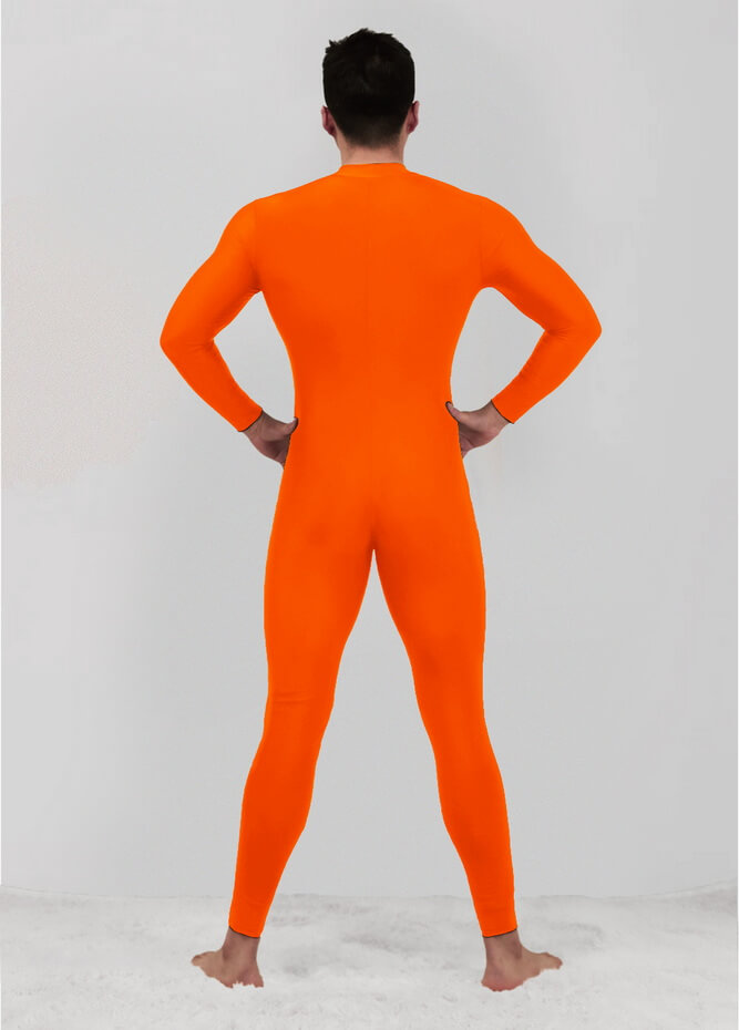 Mens Zip Front Spandex Long Sleeve Unitard