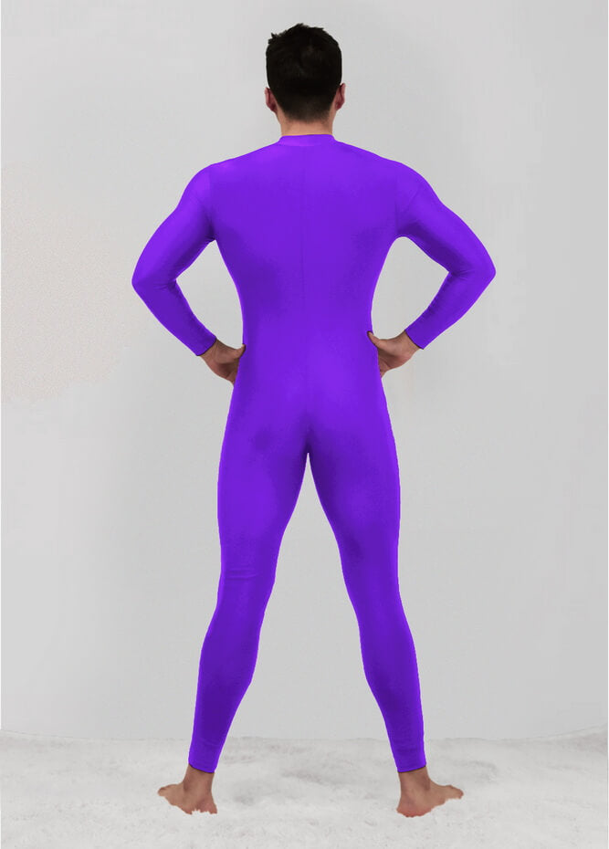 Mens Zip Front Spandex Long Sleeve Unitard