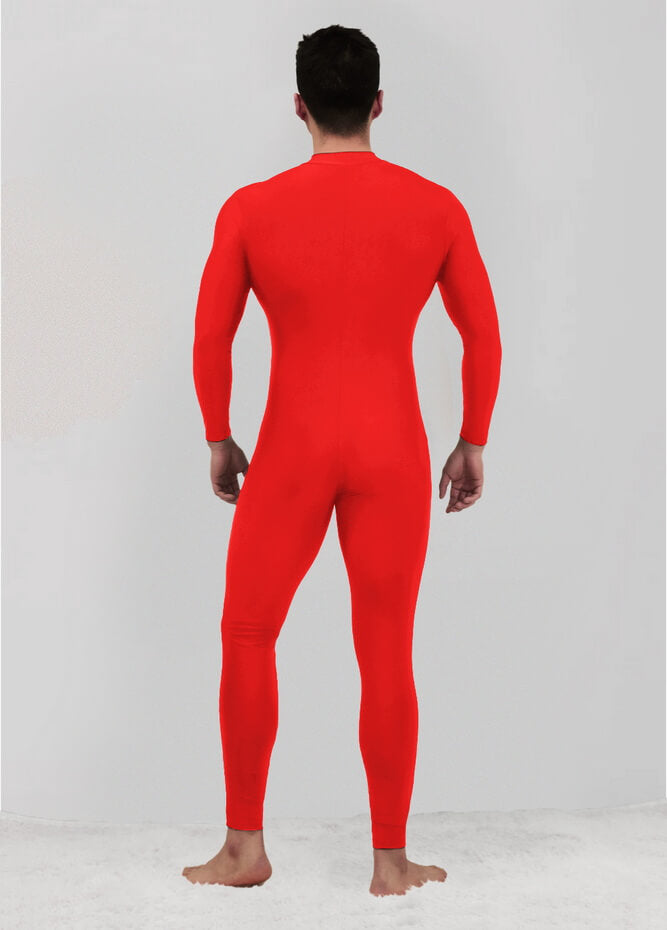 Mens Zip Front Spandex Long Sleeve Unitard