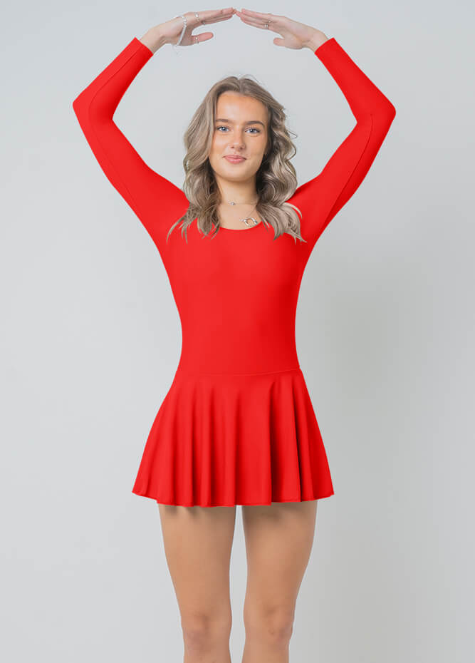 Womens Long Sleeve Skirted Leotard