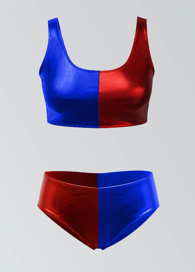 Harley Quinn Crop Top and Bikini Bottoms Set