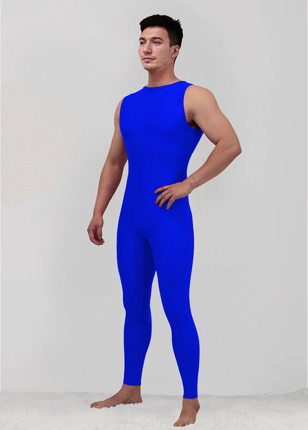 Mens Spandex Sleeveless Back Zipper Unitard