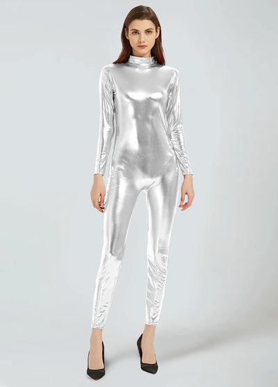 Womens Metallic Unitard Full Body Catsuit Speerise