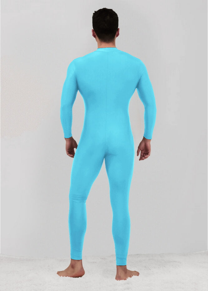 Mens Zip Front Spandex Long Sleeve Unitard