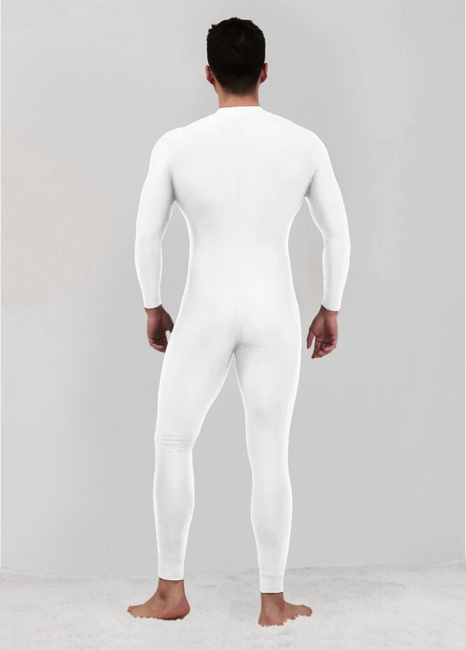 Mens Zip Front Spandex Long Sleeve Unitard