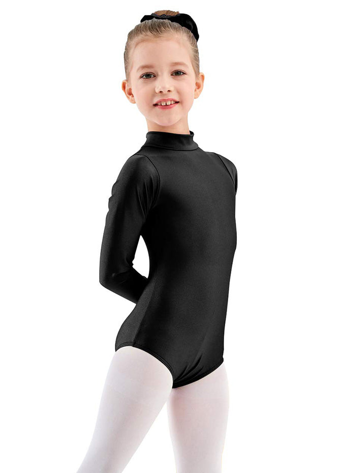 Nude Nylon/Lycra Long Sleeve Turtle-Neck Zipper Back Ballet Leotard  BodySuit for Girls and Ladies