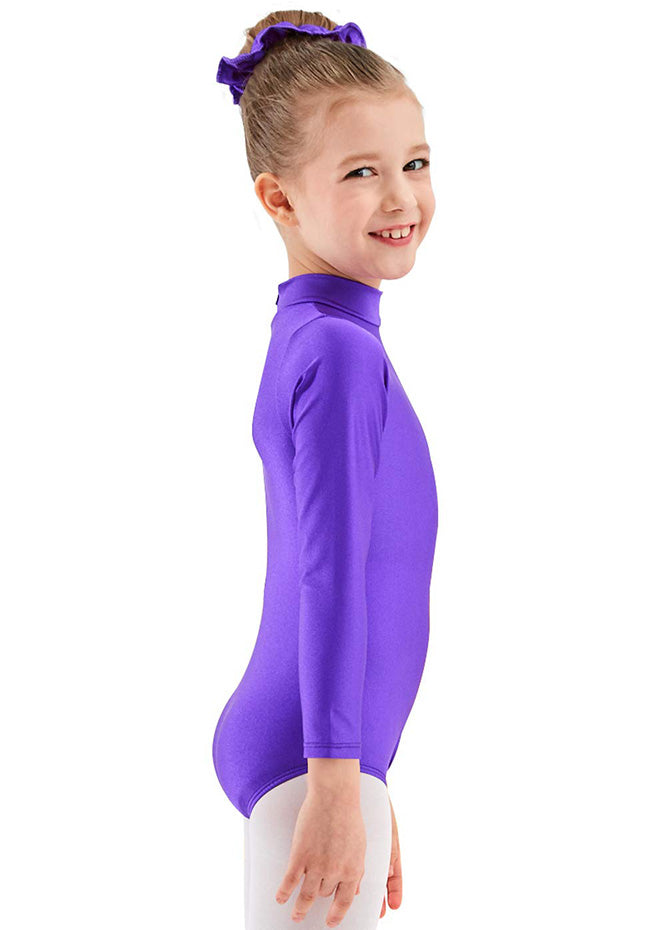 Kids Turtleneck Long Sleeve Leotard Gymnastics Ballet Dancewear