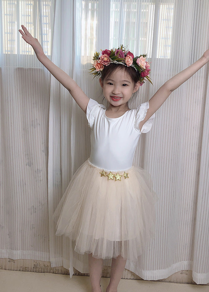 Girls White Leotard Dress