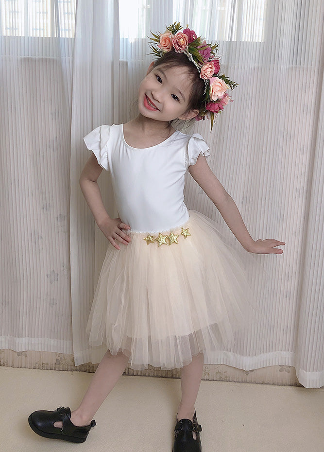 Girls White Leotard Dress