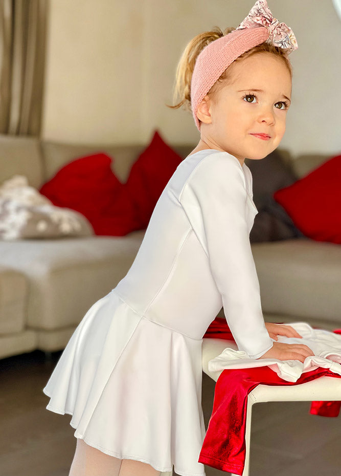 Girls White Leotard Dress