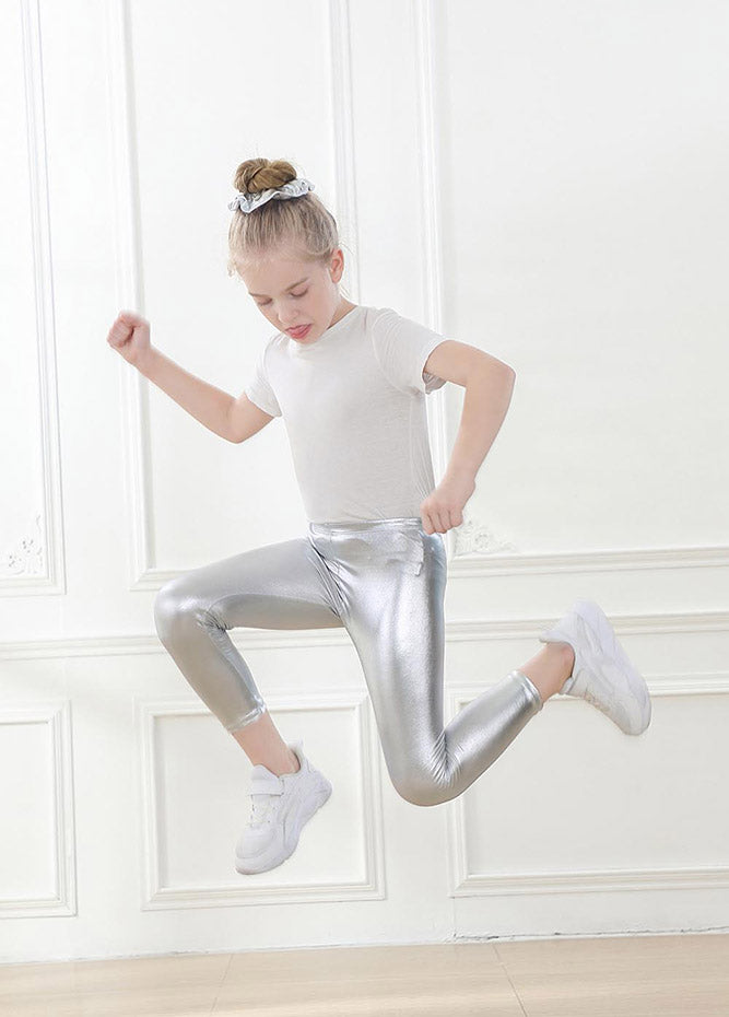 NWT Justice Girl's Shine Mesh Leggings Metallic Cheer Dance Gymnastic Sz 6  7 8