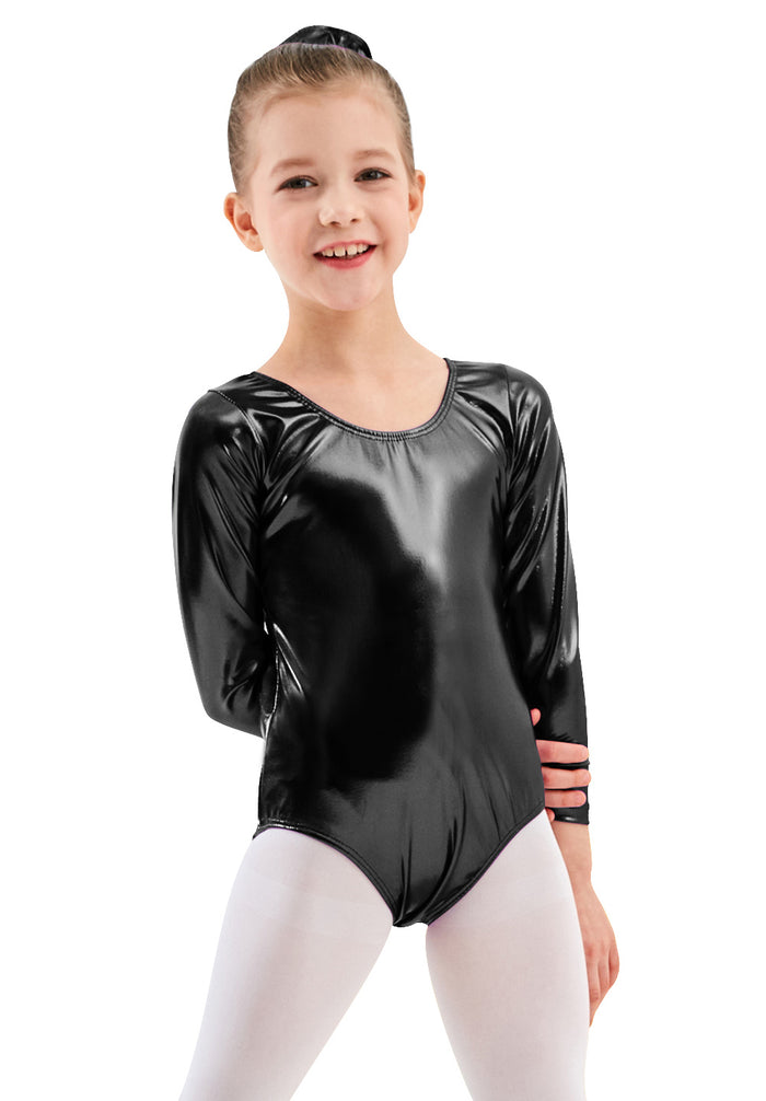 Speerise Girls Shiny Metallic Long Sleeve Leotard